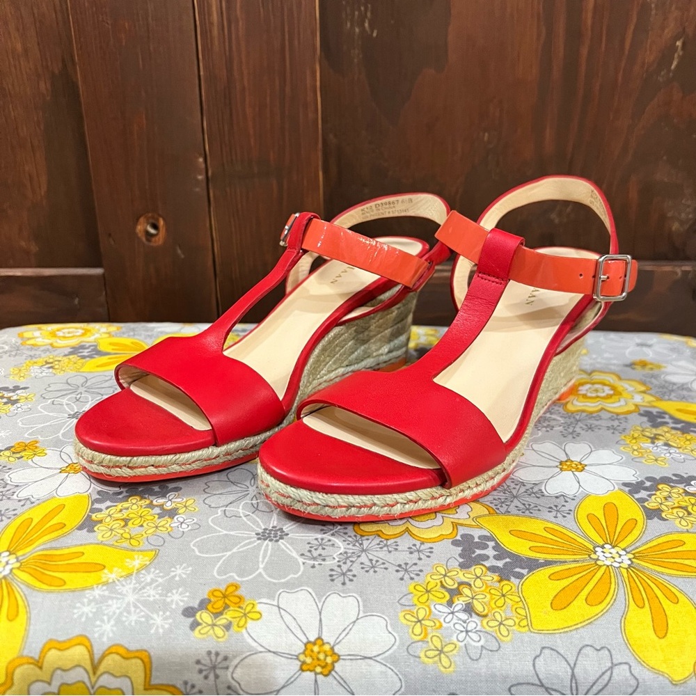 Cole Haan Red Wedge Sandals